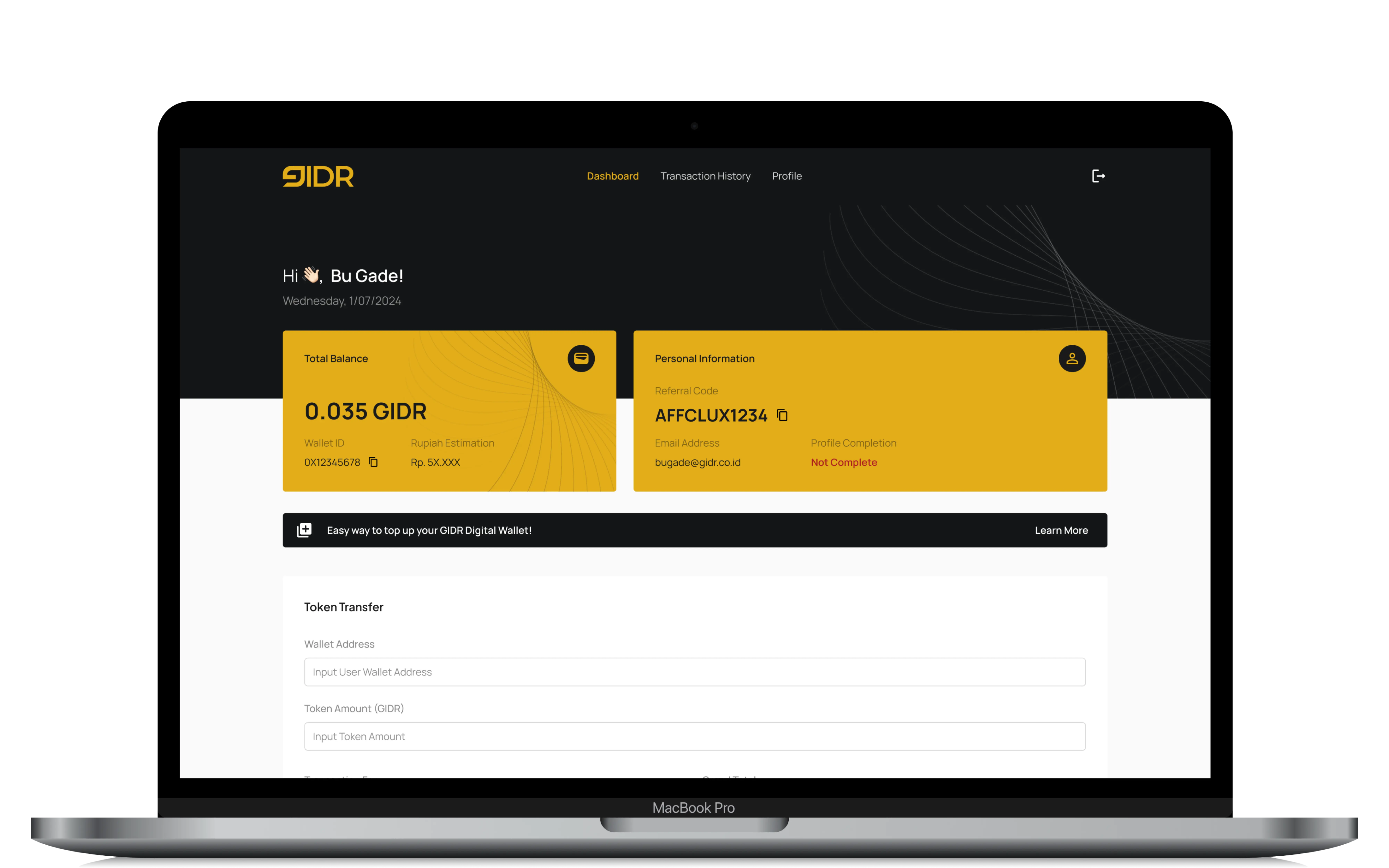 GIDR: Wallet